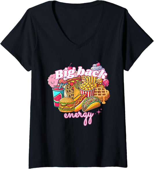 Womens Big Back Energy, Funny Meme V-Neck
