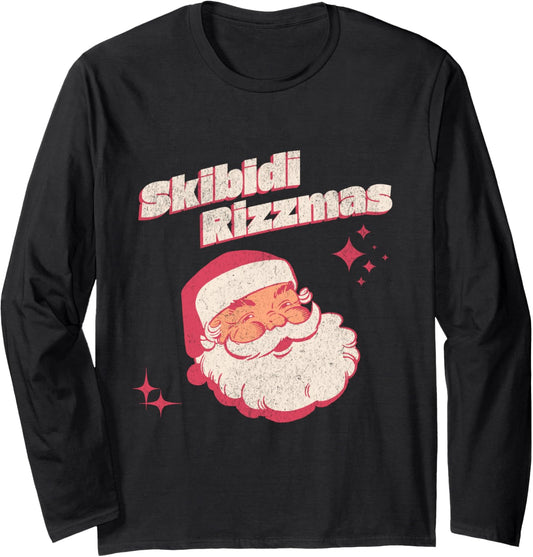 Skibidi Rizzmas Funny Christmas Santa Meme Holiday Humor Long Sleeve