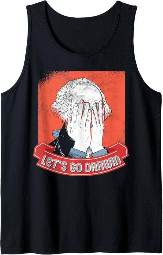 Let's-Go-Darwin Evolution George-Washington Political Humor Tank Top