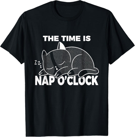 Nap O'clock Funny Humor Cat Lover Napping Tee