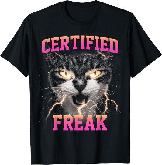 Funny Cat Meme Certified Freak Eat Cement Cursed